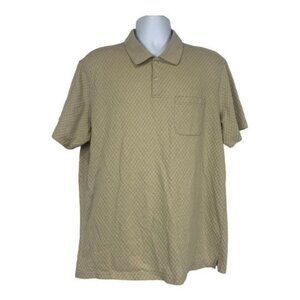 Van Heusen Mens XL Khaki Textured Polo Shirt Short Sleeve Casual Classic Fit